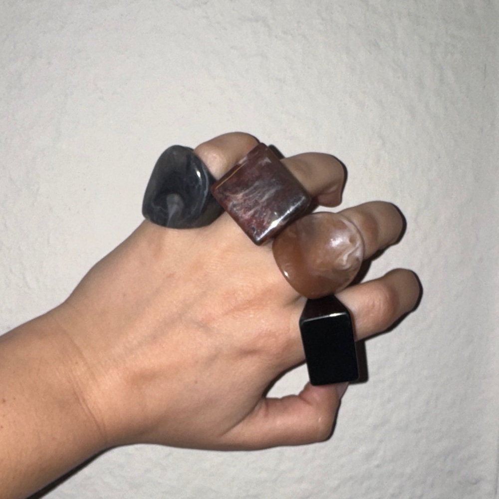Set of Four Chunky Acrylic Rings